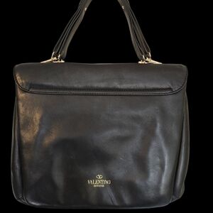 Valentino Garavani VINTAGE SATCHEL Black Leather Bag